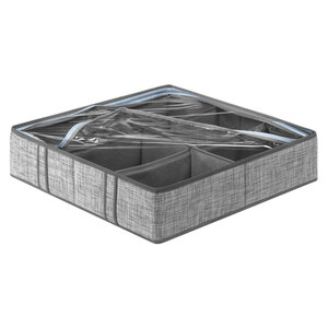 Изображение товара Органайзер Casy Home для хранения обуви, ширина 56 см, глубина 56 см, высота 12 см, 6 ячеек, цвет серебряная рогожка, 00-100624/OR-094