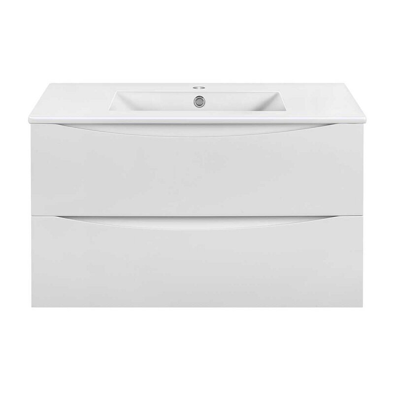 Изображение товара Тумба под раковину Vincea Mia Slim 90 см подвесная белая глянцевая