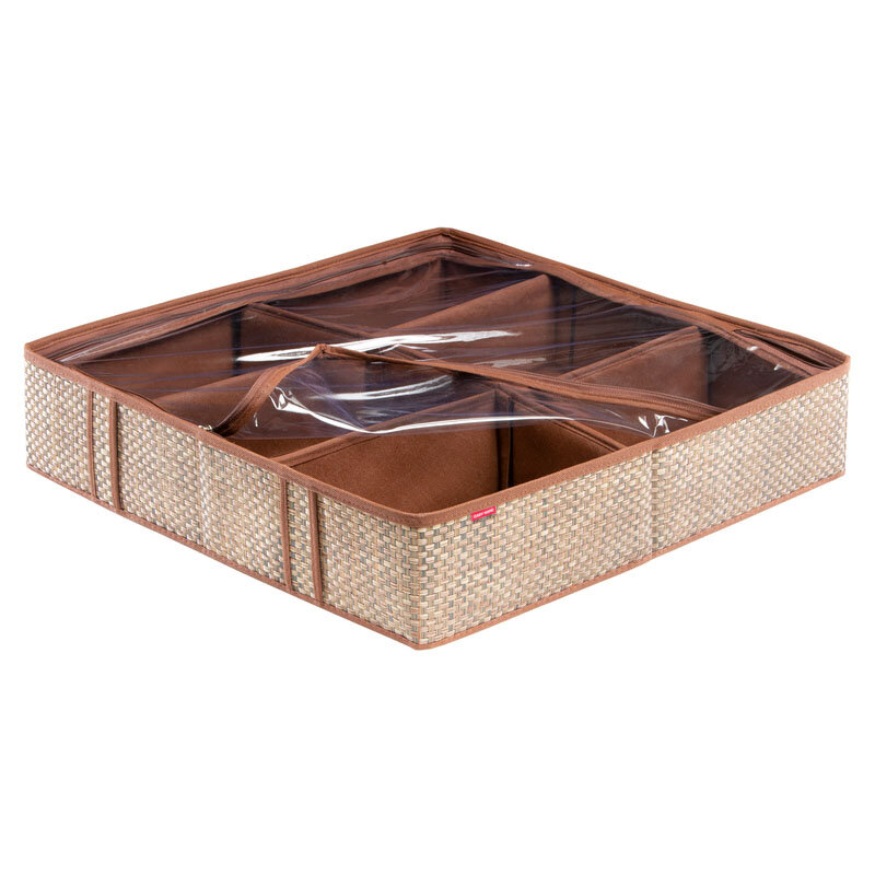 Изображение товара Органайзер Casy Home для хранения обуви, ширина 56 см, глубина 56 см, высота 12 см, 6 ячеек, цвет песочный ротанг, 00-00002262/OR-092