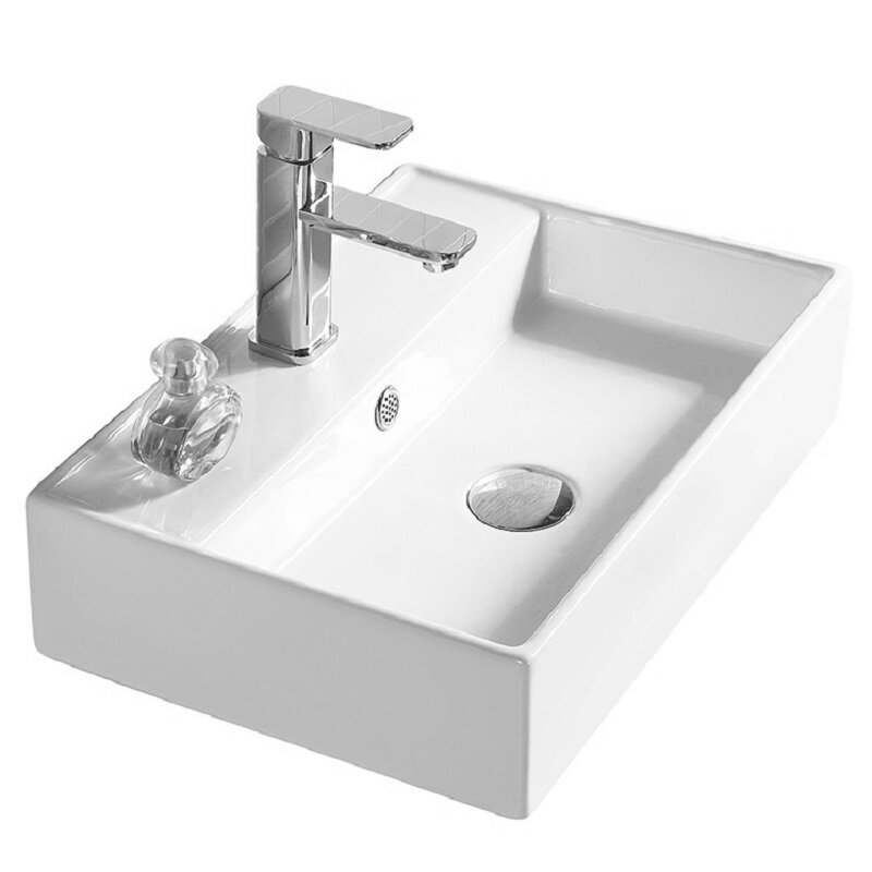 Изображение товара Накладная раковина из фаянса SantiLine 50x35 см с переливом, белая