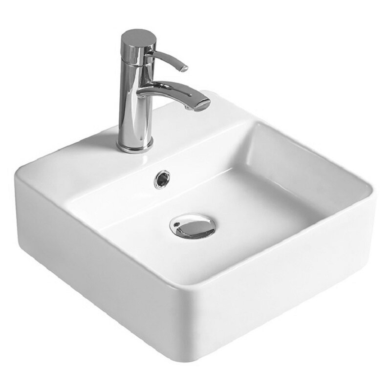 Изображение товара Накладная раковина SantiLine SL-1004 38 х 38 см белая с переливом