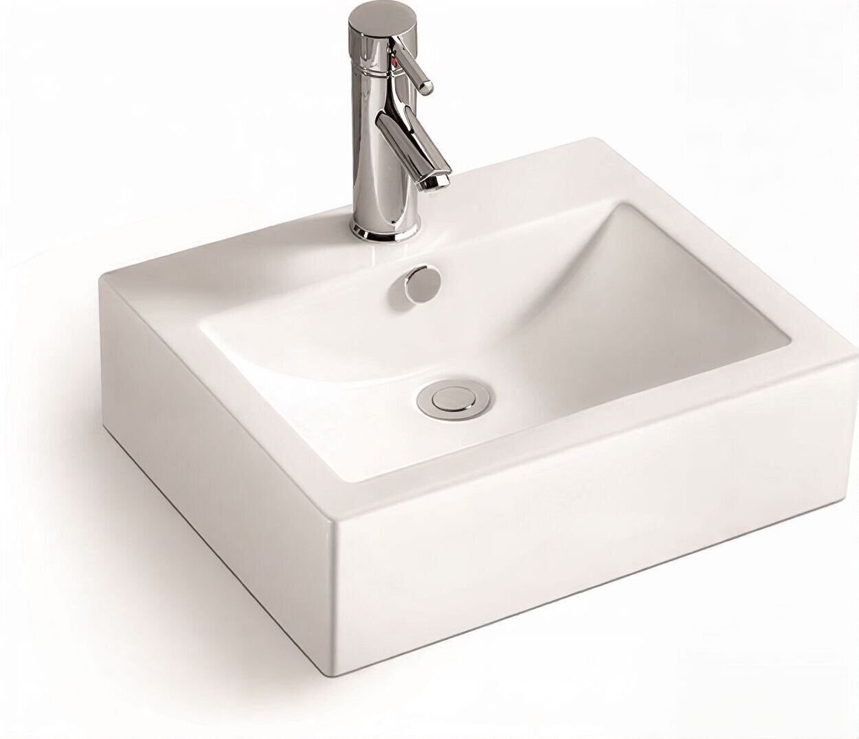 Изображение товара Раковина SantiLine SL-1005 52,5х42 см белая с переливом