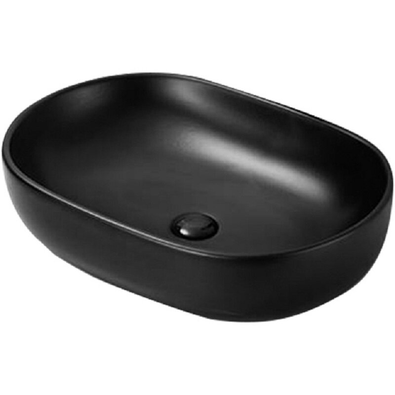 Изображение товара Раковина SantiLine накладная 60х40 см черный матовый фаянс овальная