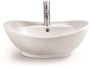 Изображение товара Керамическая накладная раковина SantiLine SL-1022 59x39 см белая с переливом