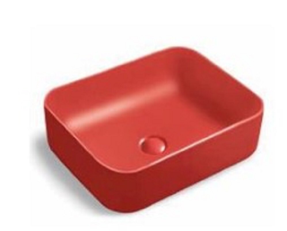 Изображение товара Раковина SantiLine накладная, прямоугольная 50х39 см, красный матовый