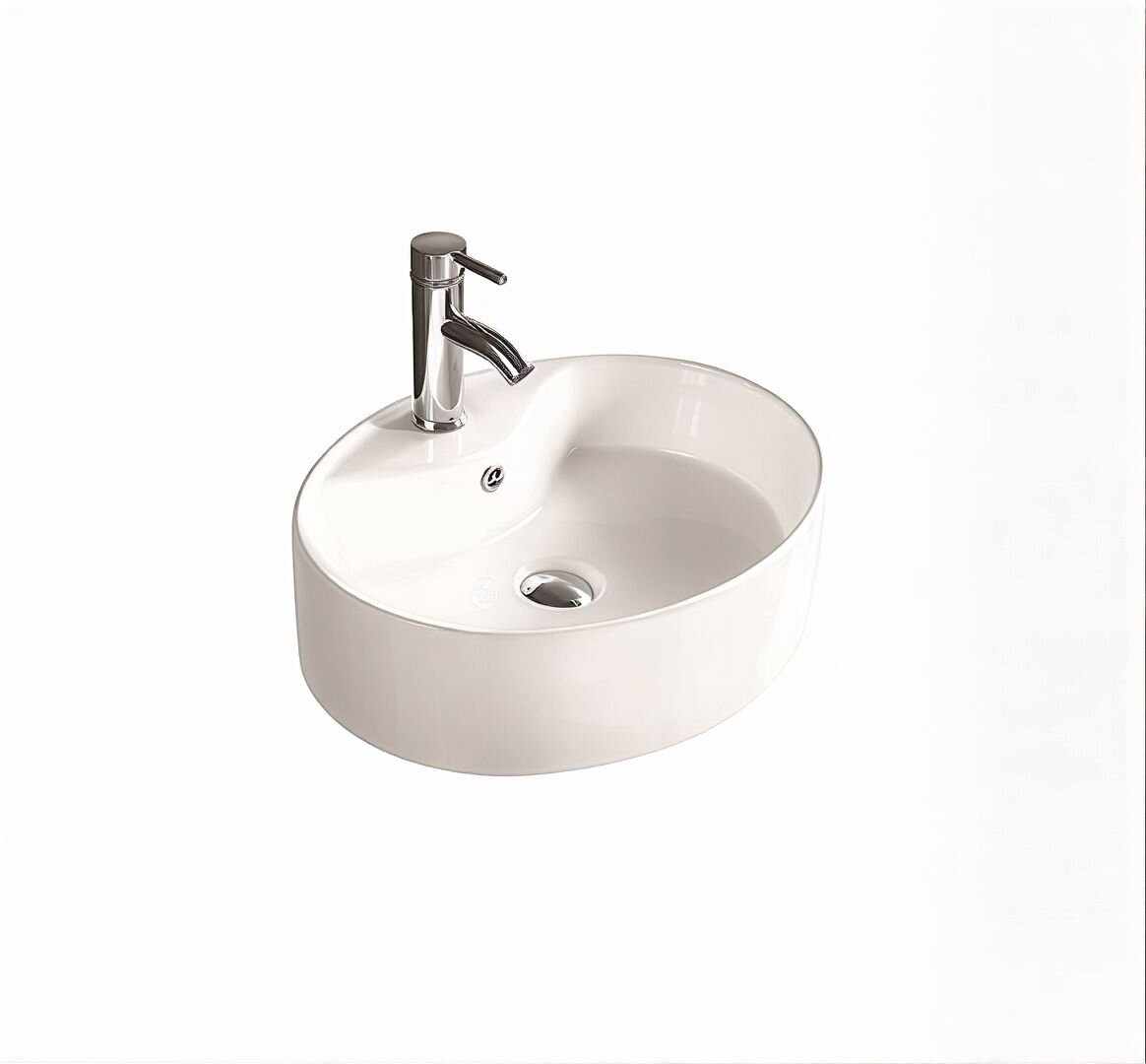 Изображение товара Раковина SantiLine SL-1072 (52x42 см) накладная белая с переливом