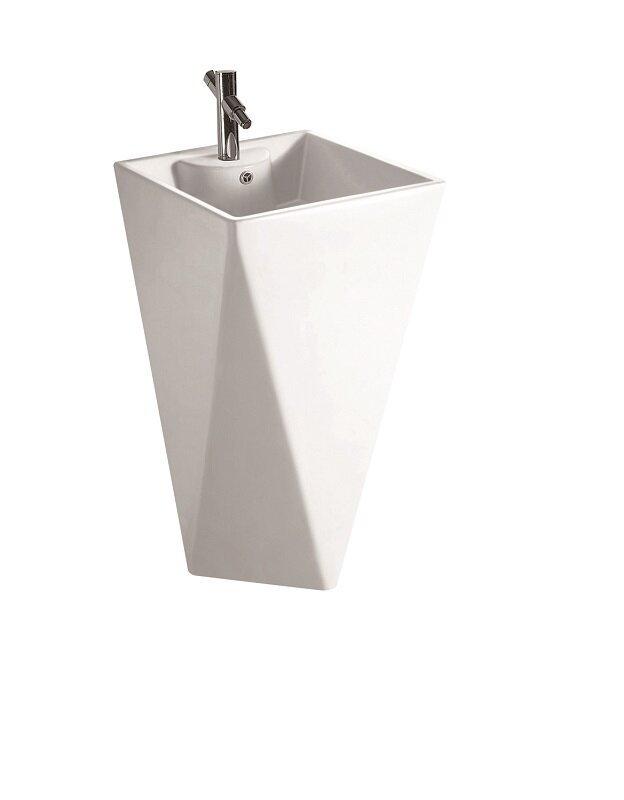 Изображение товара Напольная раковина SantiLine SL-4009 из фаянса белого цвета 49,5х48,5 см