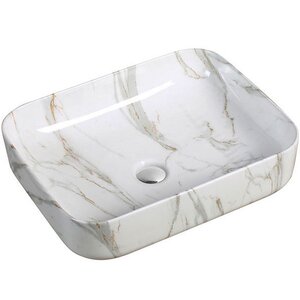 Изображение товара Раковина SantiLine SL-7020 накладная 50х41 см с донным клапаном светло-серый мрамор