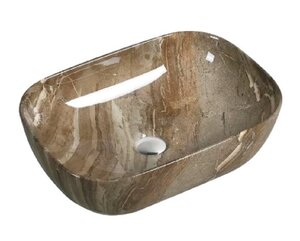 Изображение товара Раковина SantiLine, накладная, 44,5 х 32 см, донный клапан в комплекте, цвет под мрамор, SL-7023