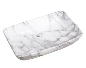 Изображение товара Раковина SantiLine, накладная, прямоугольная, белый мрамор, 70х38 см