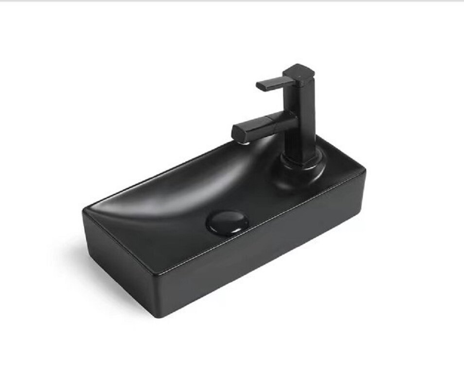 Изображение товара Раковина SantiLine SL-2009LMB черная матовая накладная 40,5 х 20,5 см