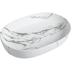 Изображение товара Раковина SantiLine SL-7022MM накладная фаянс белый мрамор 60x40 см