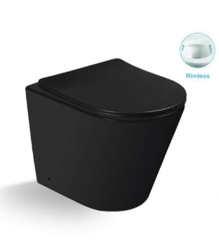 Изображение товара Безободковый приставной унитаз SantiLine SL-5020MB с сиденьем микролифт черный матовый