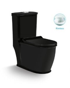 Изображение товара Унитаз-моноблок безободковый SantiLine, сиденье микролифт, цвет черный матовый, SL-5019МB