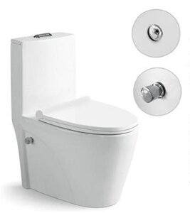 Изображение товара Унитаз-моноблок SantiLine с функцией биде, сиденье микролифт, цвет белый, SL-5012SM-BD