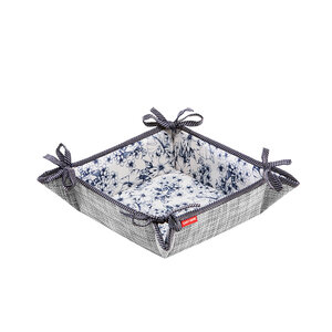 Изображение товара Хлебница Casy Home в стиле Сканди, ширина 20 см, глубина 20 см, высота 7 см, цвет серый/белый с рисунком, 00-100673/ВВ-013