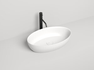 Изображение товара Раковина накладная Salini Alda 01, 110611G, 58 х 35 х 15 см, из искусственного камня S-Sense, белый глянцевый