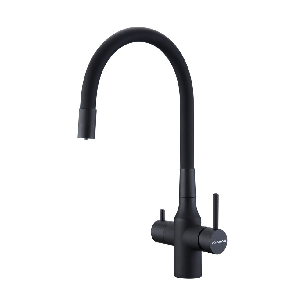 Изображение товара Смеситель кухонный Paulmark Salix Sa213419-401 с гибким изливом и фильтром антрацит