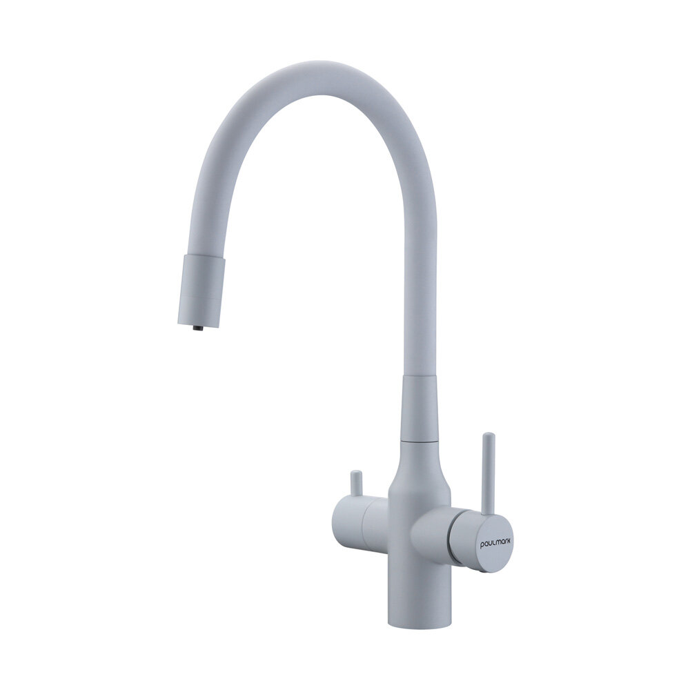 Изображение товара Кухонный смеситель Paulmark Salix Sa213419-WH с гибким изливом белый матовый