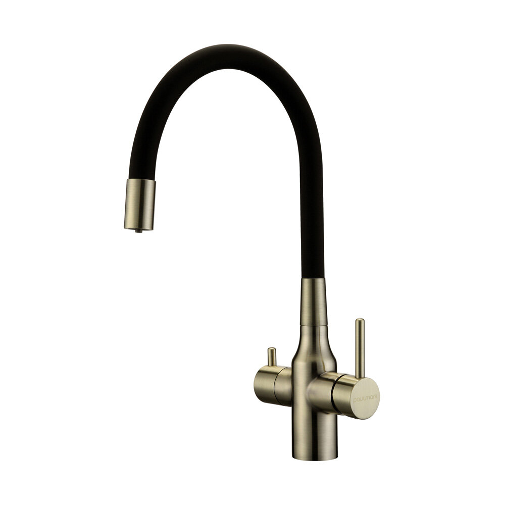 Изображение товара Смеситель для кухонной мойки Paulmark Salix с гибким изливом бронза