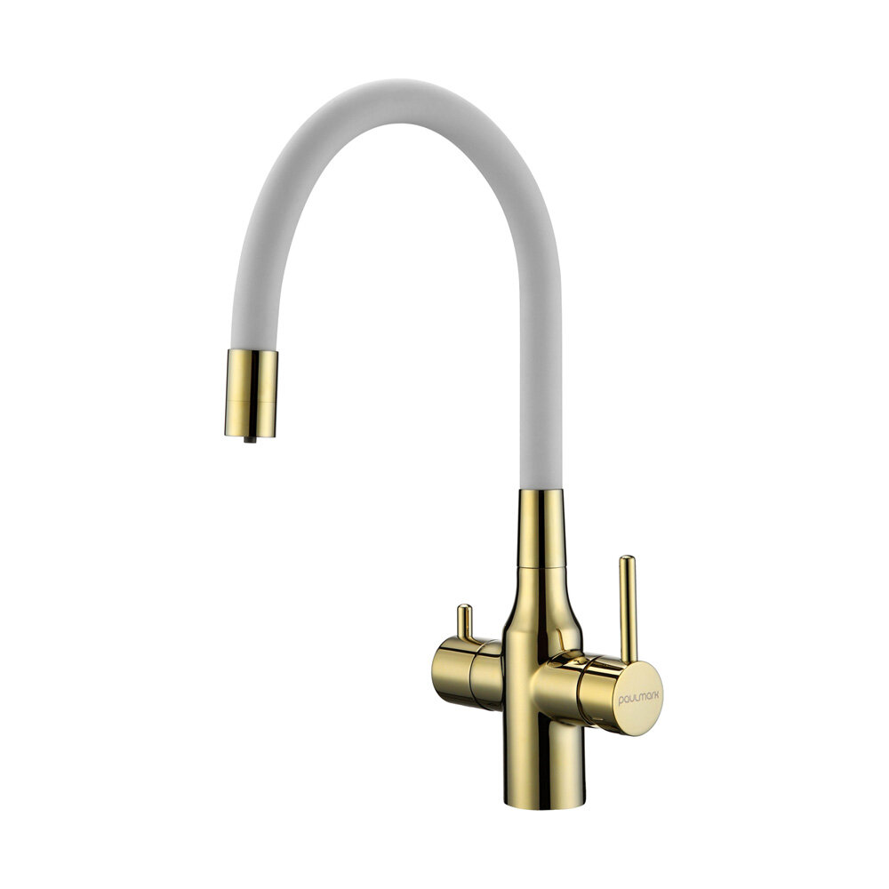 Изображение товара Смеситель для кухонной мойки Paulmark Salix Sa213419-Gw с гибким изливом и подключением к фильтру