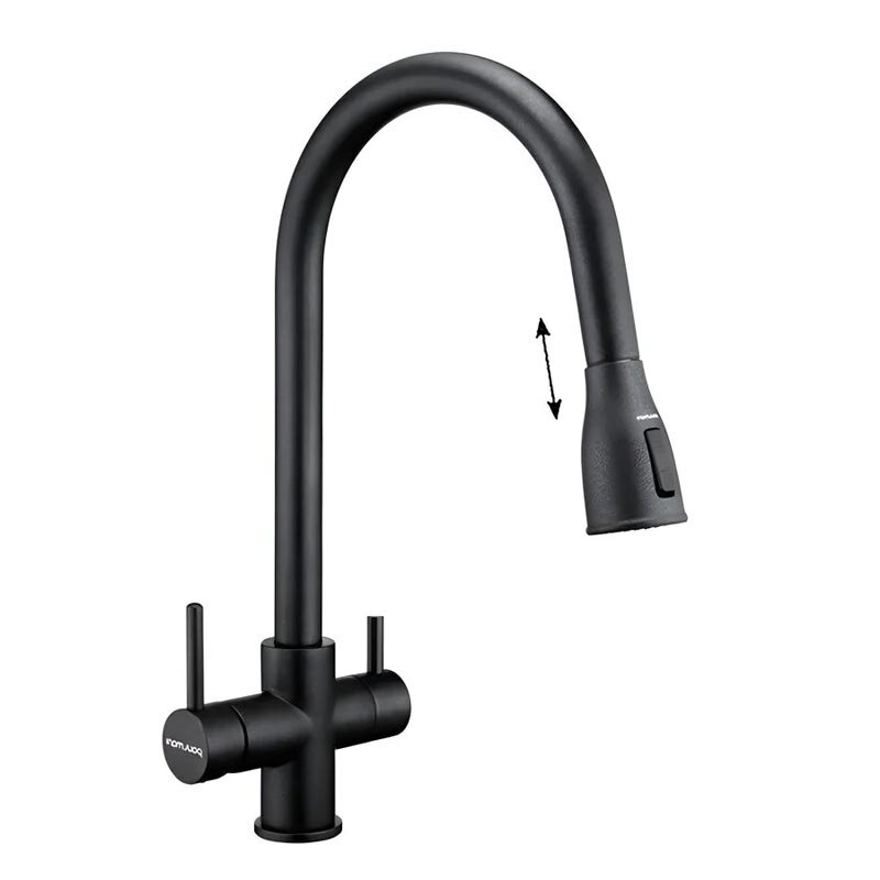 Изображение товара Смеситель Paulmark Lange La214212-418 черный металлик с выдвижным изливом