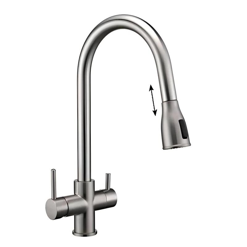 Изображение товара Кухонный смеситель Paulmark Lange La214212-BS с выдвижным изливом брашированная сталь Германия