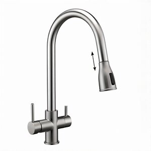 Изображение товара Смеситель Paulmark Lange La214212-BS для кухонной мойки, под фильтр, с выдвижным изливом, брашированная сталь