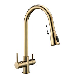 Изображение товара Смеситель Paulmark Lange La214212-G для кухонной мойки, под фильтр, с выдвижным изливом, золото