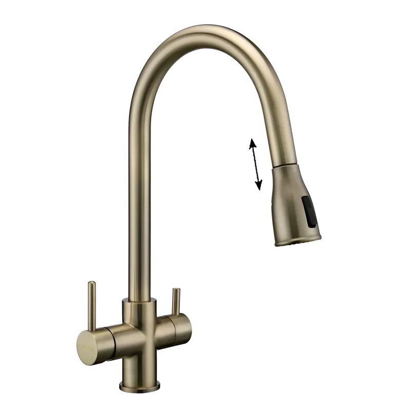 Изображение товара Смеситель Paulmark Lange La214212-BR с выдвижным изливом в бронзовом цвете