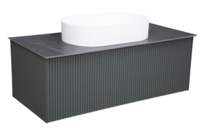 Изображение товара Тумба под раковину La Fenice Terra Grigio 100 см подвесная серо-зеленый матовый