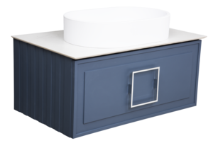 Изображение товара Тумба под раковину La Fenice Cubo Blu Grigio 80 см, подвесная, под накладную раковину, синий матовый, FNC-01-CUB-BG-80