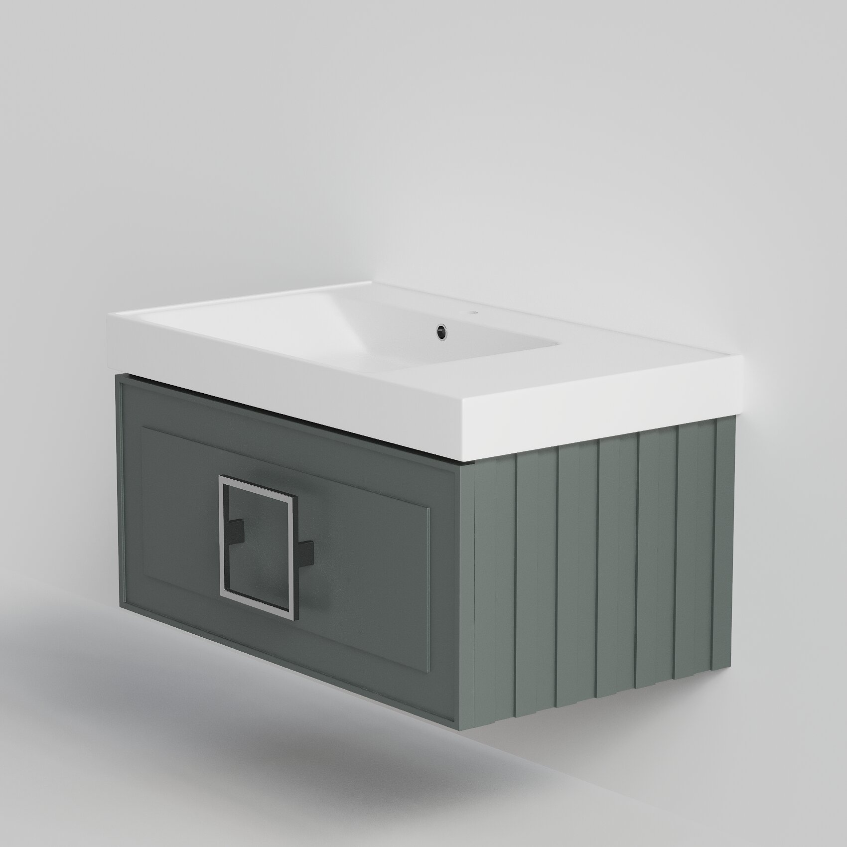 Изображение товара Тумба под раковину La Fenice Cubo Grigio 80 см, подвесная, под встраиваимую раковину, серо-зеленый матовый, FNC-01-CUB-G-80