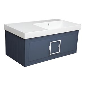 Изображение товара Тумба под раковину La Fenice Cubo Blu Grigio 90 см, подвесная, под встраиваемую раковину, синий матовый, FNC-01-CUB-BG-90