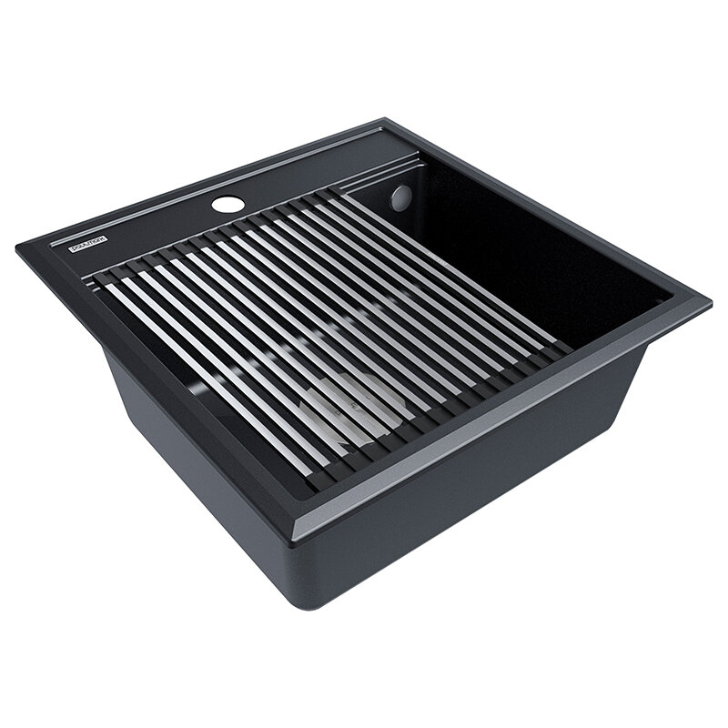 Изображение товара Мойка Paulmark Stepia-500 PM115051-BLM кварцевая 50x51 см черный металлик