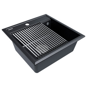 Изображение товара Мойка кухонная Paulmark Stepia-500 PM115051-BLM, 50 х 51 см, кварцевая, черный металлик