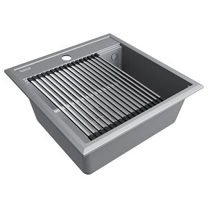 Изображение товара Мойка кухонная Paulmark Stepia-500 PM115051-GRM, 50 х 51 см, кварцевая, серый металлик