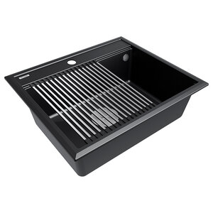 Изображение товара Кухонная кварцевая мойка Paulmark Stepia-590 черный металлик 59x51 см