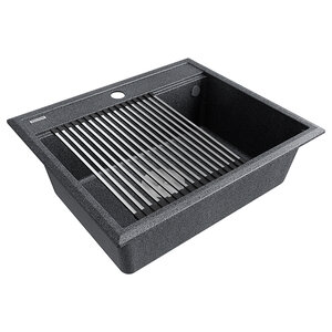 Изображение товара Кухонная кварцевая мойка Paulmark Stepia-590 59x51 см серый вороненая сталь