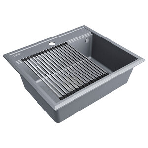 Изображение товара Мойка кухонная Paulmark Stepia-590 PM115951-GRM, 59 х 51 см, кварцевая, серый металлик