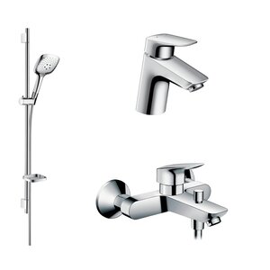 Изображение товара Душевой комплект Hansgrohe хром с смесителями и душевым гарнитуром Raindance