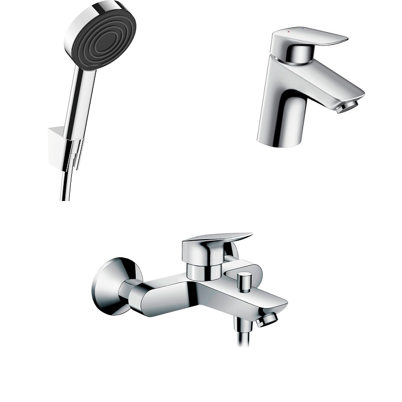 Изображение товара Душевой комплект Hansgrohe, хром, 71400000/71070000/24301000 Изображение товара Душевой комплект Hansgrohe, хром, 71400000/71070000/24301000
