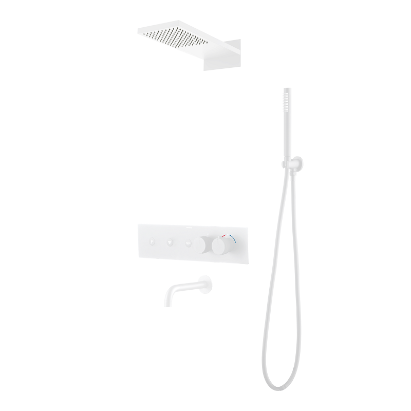 Изображение товара Душевая система Boheme Fusion 131-2-MW, термостатическая, с изливом, на 3 потребителя, белый матовый