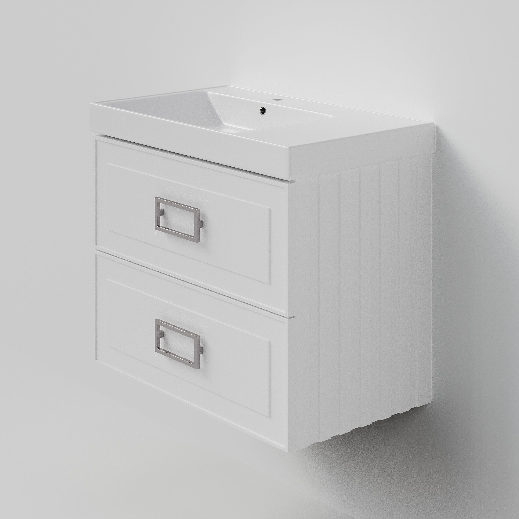 Изображение товара Тумба под раковину La Fenice Cubo Bianca Twin 80 см, подвесная, под встраиваемую раковину, белый матовый, FNC-01-CUB-B-80-2