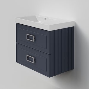 Изображение товара Тумба под раковину La Fenice Cubo Blu Grigio Twin 80 см, подвесная, под встраиваемую раковину, синий матовый, FNC-01-CUB-BG-80-2