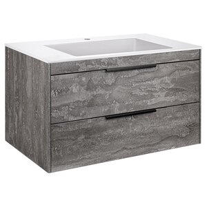 Изображение товара Тумба под раковину Vincea Chiara 2D 80 см, подвесная, серый камень G.Stone, VMC-2C2800GS