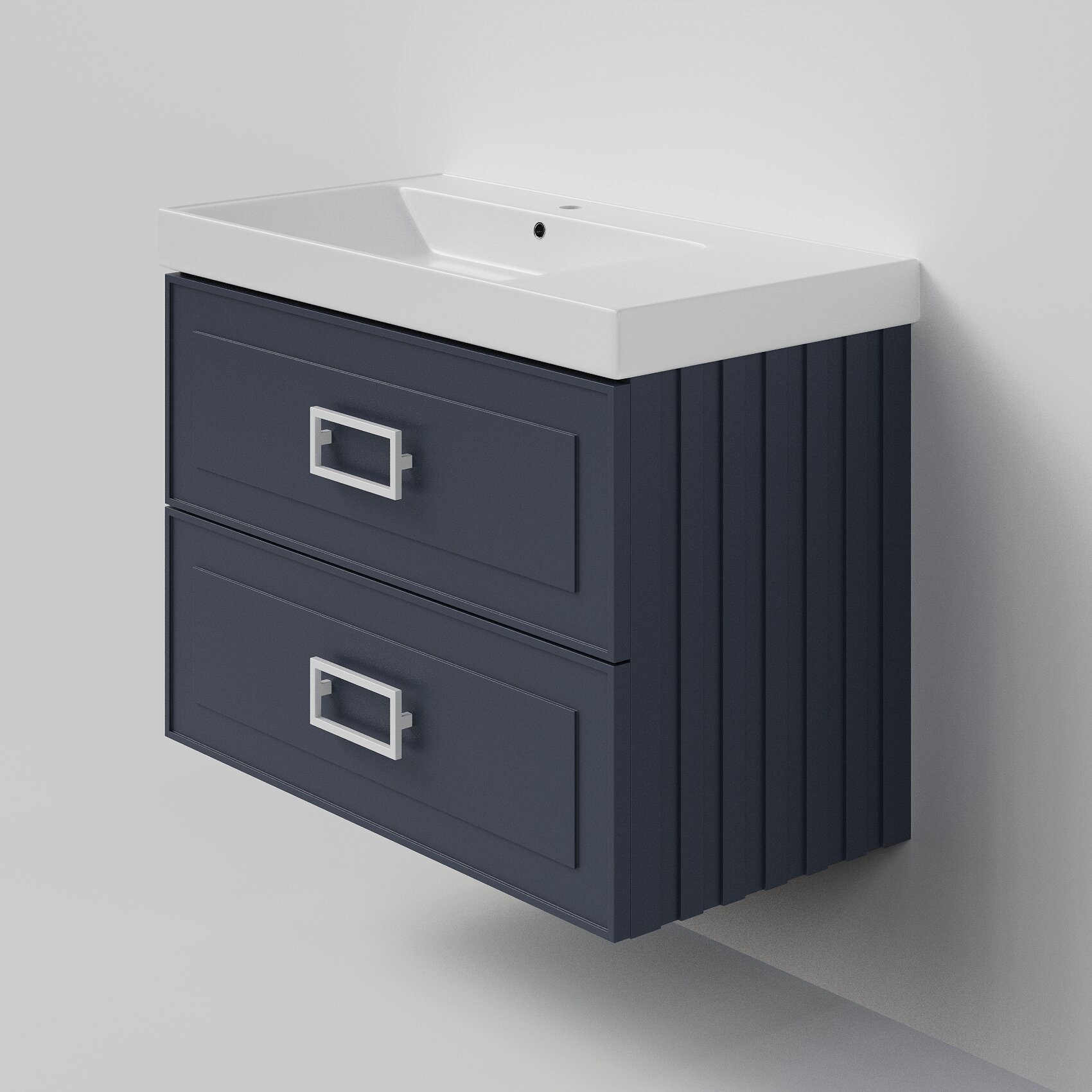 Изображение товара Тумба под раковину La Fenice Cubo Blu Grigio Twin 90 см, подвесная, под встраиваемую раковину, синий матовый, FNC-01-CUB-BG-90-2