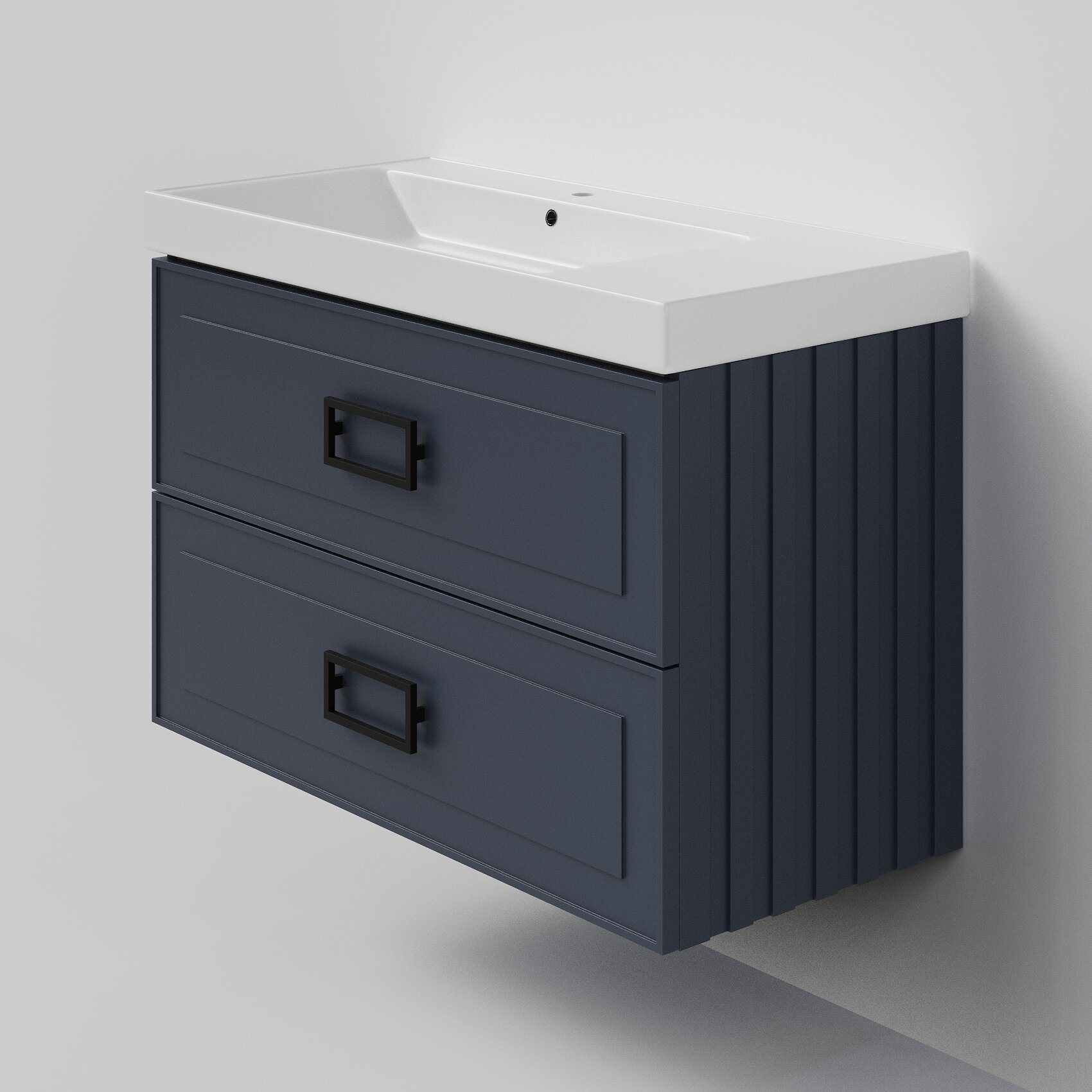 Изображение товара Тумба под раковину La Fenice Cubo Blu Grigio Twin 100 см, подвесная, под встраиваемую раковину, синий матовый, FNC-01-CUB-BG-100-2 Изображение товара Тумба под раковину La Fenice Cubo Blu Grigio Twin 100 см, подвесная, под встраиваемую раковину, синий матовый, FNC-01-CUB-BG-100-2