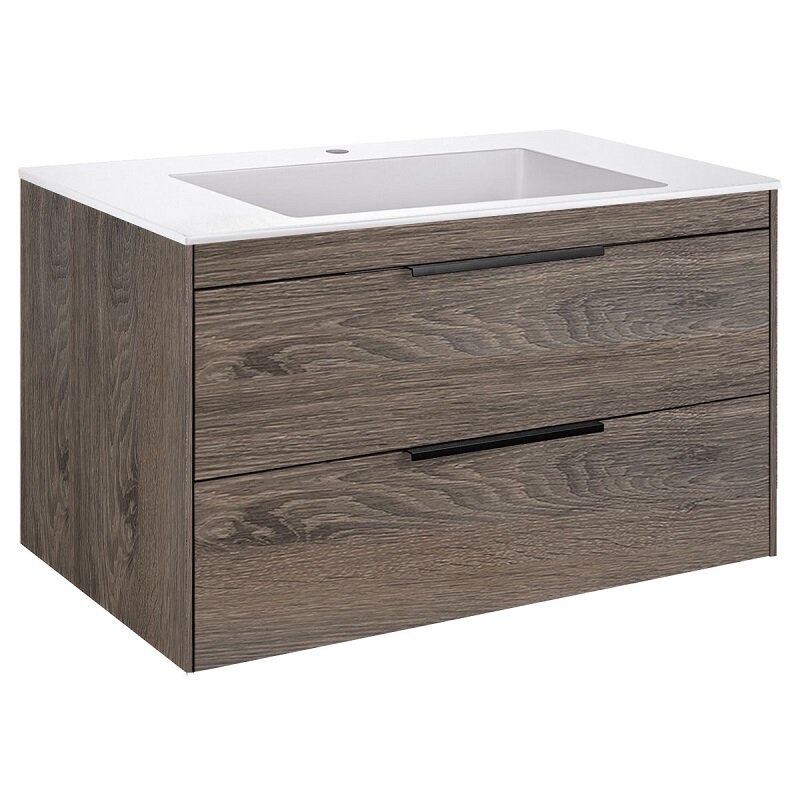 Изображение товара Тумба под раковину Vincea Chiara 2D 80 см, подвесная, темный дуб R.Oak Изображение товара Тумба под раковину Vincea Chiara 2D 80 см, подвесная, темный дуб R.Oak