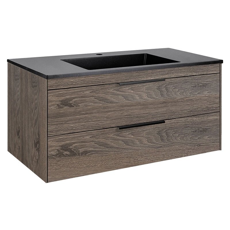 Изображение товара Тумба под раковину Vincea Chiara 2D 100 см подвесная темный дуб R.Oak